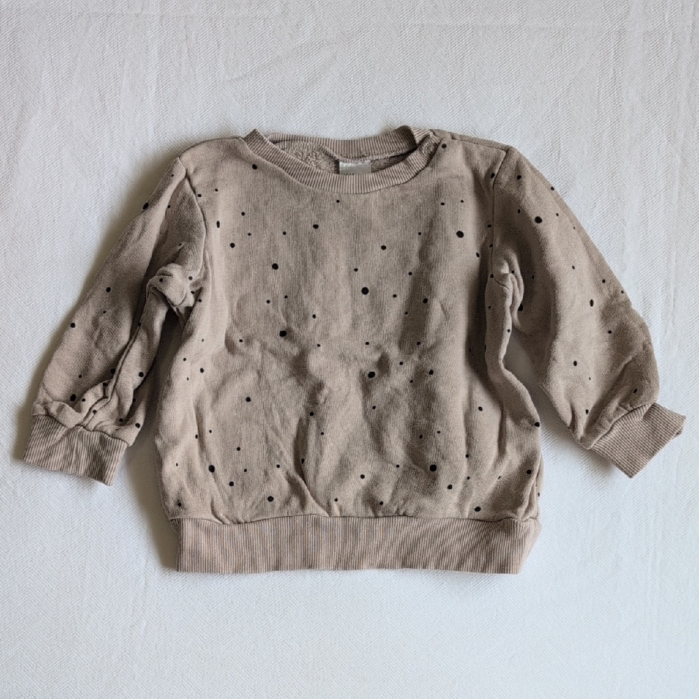H&M neutral taupe dotted organic cotton crew neck sweatshirt 9-12 months baby
